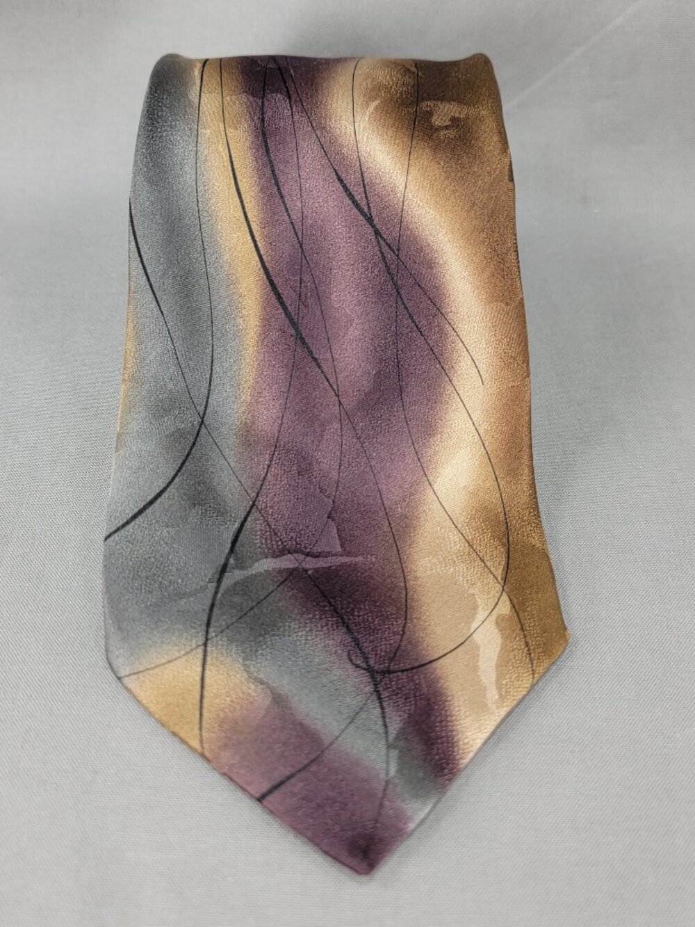 Jerry Garcia J Garcia Silk Necktie Tie Mens Brown Purple Gray Abstract